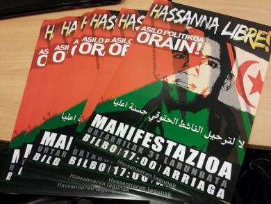 Hassanna Aaliaren asiloa eskatzeko manifestazio nazionala deitu dugu Bilbon